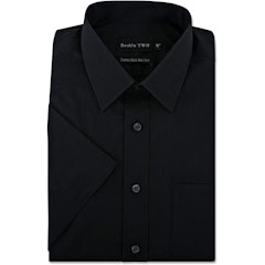 Short Sleeve Black Classic Fit Non-Iron Cotton Rich Shirt