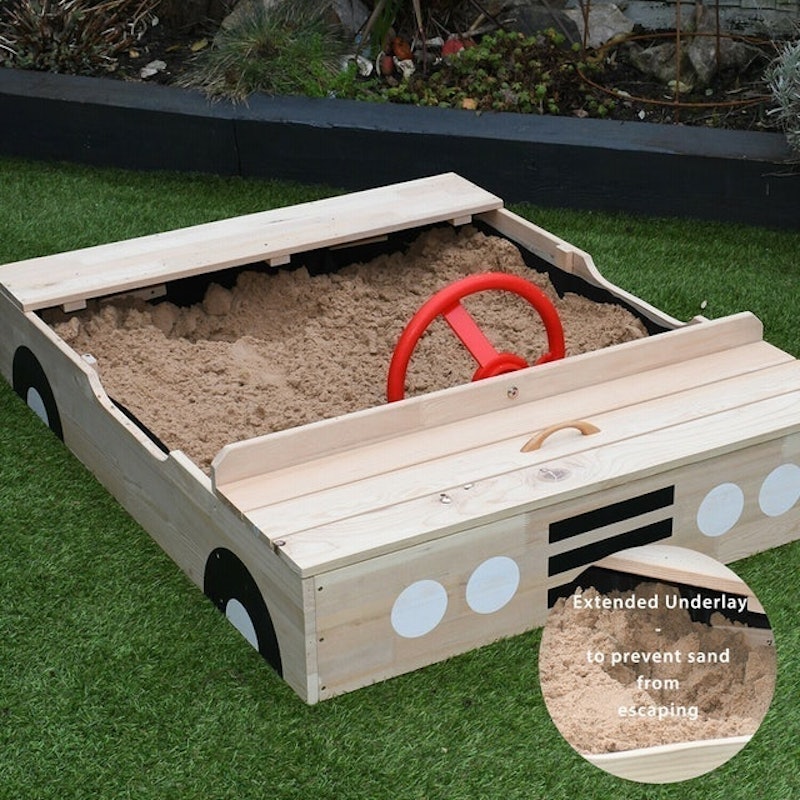 Car Wooden Sandpit With Steering Wheel 2