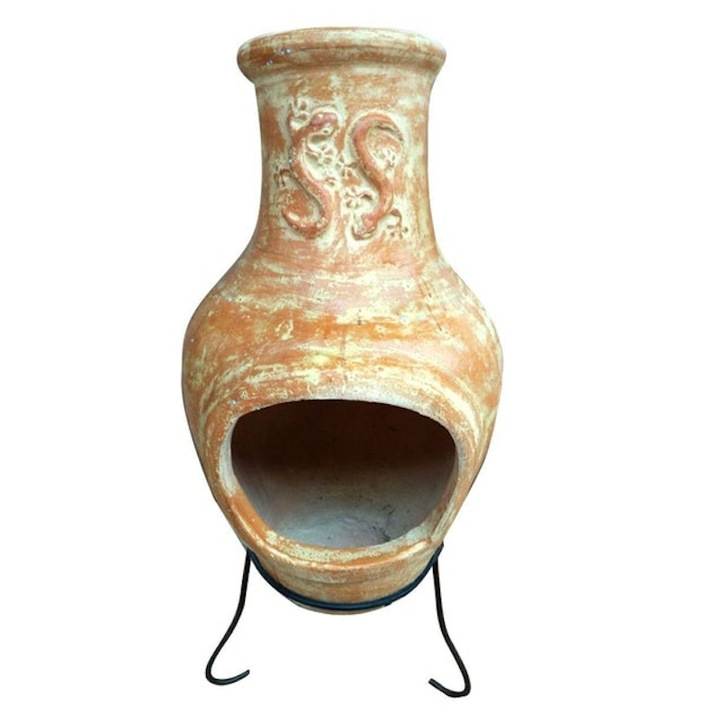 Large Terracotta Clay Chiminea 1