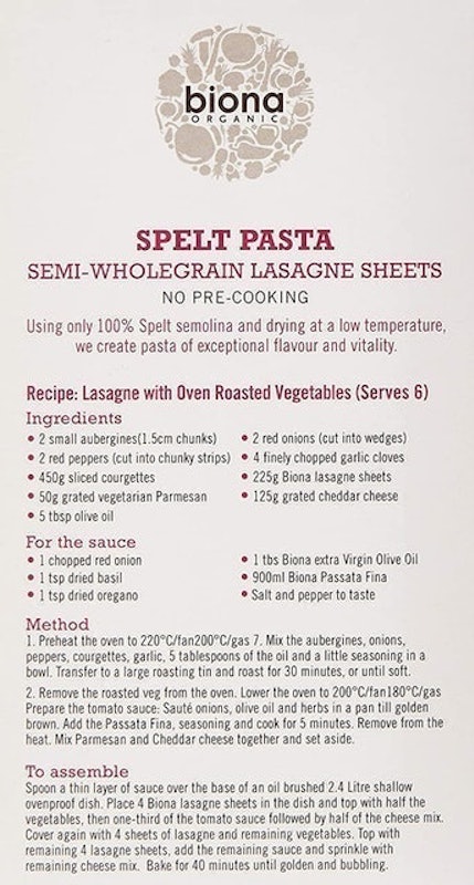 Organic Spelt Lasagne 2