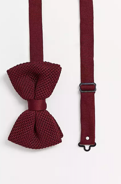 Knitted Burgundy Bow Tie 1