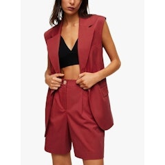 Cotton Blend Pleated Bermuda Shorts