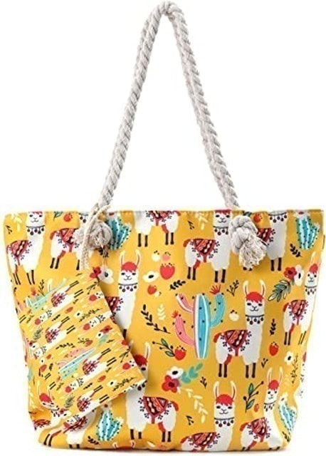 Yellow Llama Beach Tote Bag 1
