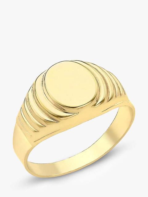 Personalised 9ct Gold Unisex Oval Signet Ring 1