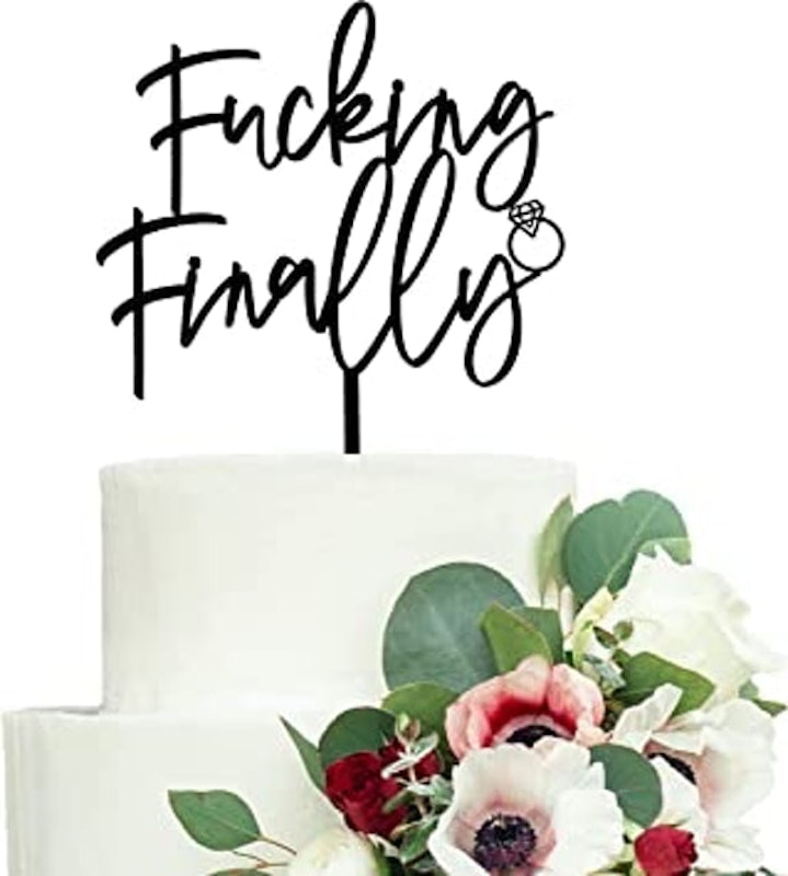 Funny "Finally" Wedding Cake Topper 1