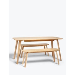 Anton 8 Seater Oak Dining Table and 3 Seater Benches