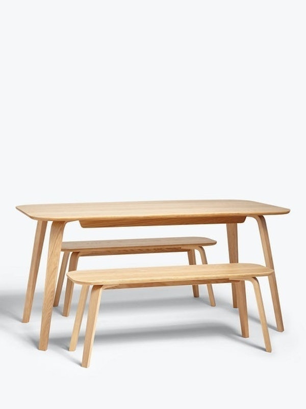 Anton 8 Seater Oak Dining Table and 3 Seater Benches 1
