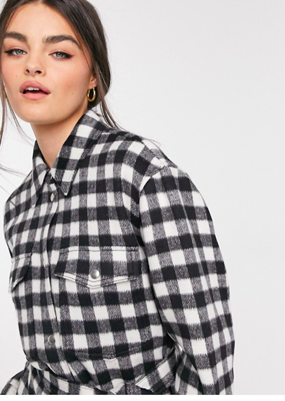Check Gingham Longline Belted Shacket 2
