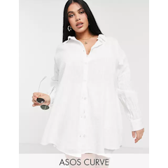 Curve Textured Button Through Beach Shirt
