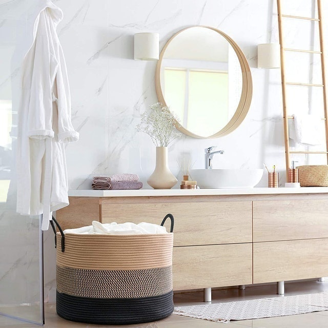 XXXL Woven Black and Tan Laundry Basket 3