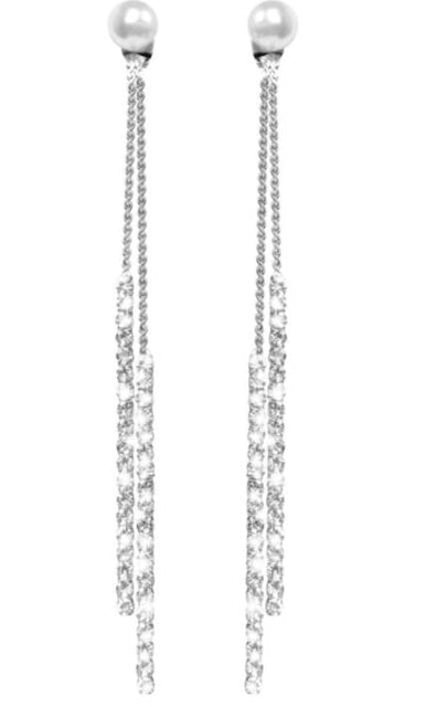 Long Tassel Crystal Pearl Earrings 1