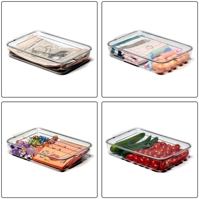 Stackable Clear Refrigerator Organiser Bins with Lids 3