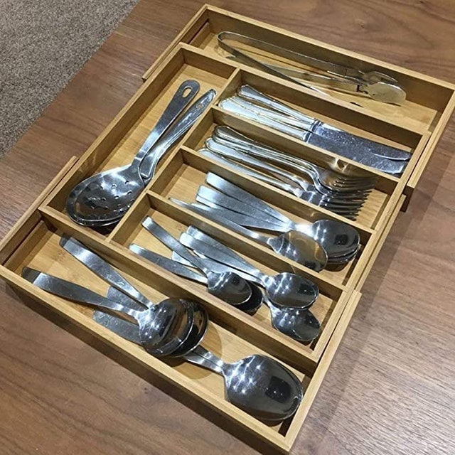 Expandable Bamboo Cutlery Tray 3