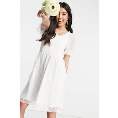 Bridal Mini Dress With Shirred Top