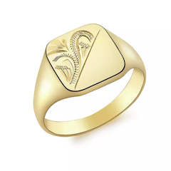 9ct Gold Personalised Pattern Square Signet Ring