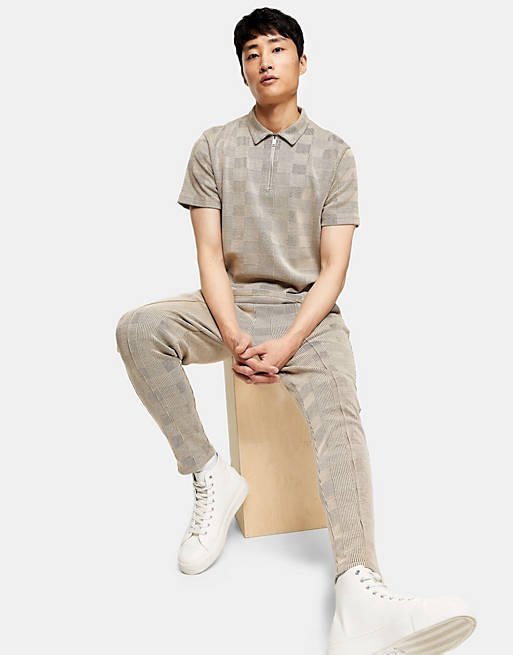 Check Joggers in Stone 3