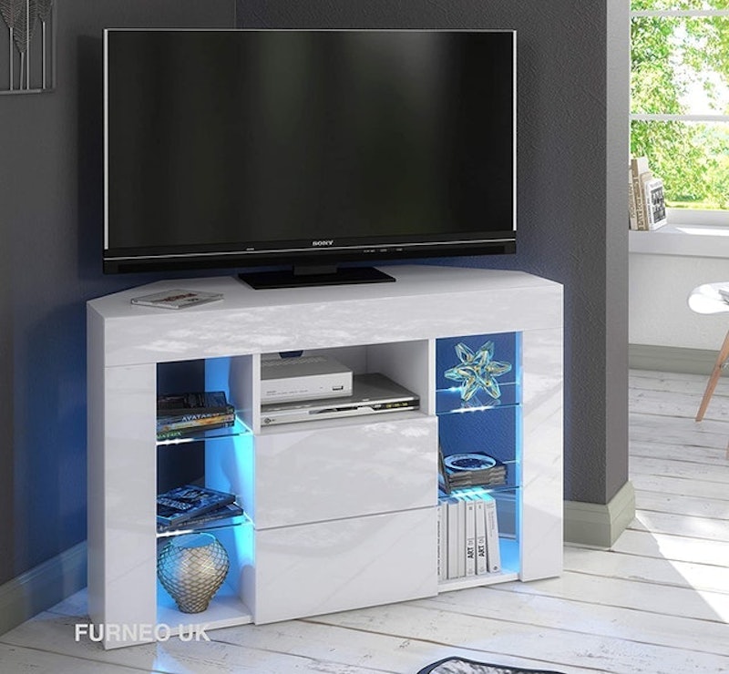 White Corner TV Stand 1
