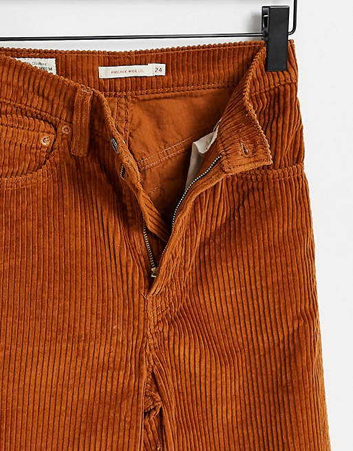 Ribcage High Waisted Orange Jumbo Cord Trousers 2
