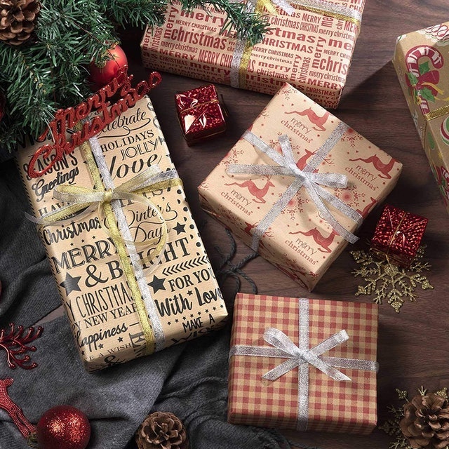 Christmas Wrapping Paper Sheets With Ribbons 2