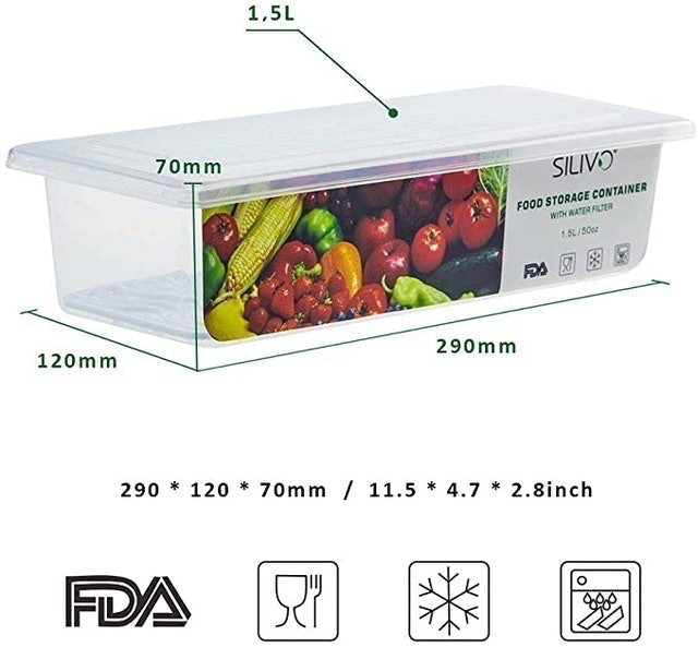 Triple Fridge Organiser With 3 Lids and Draining Grids 2