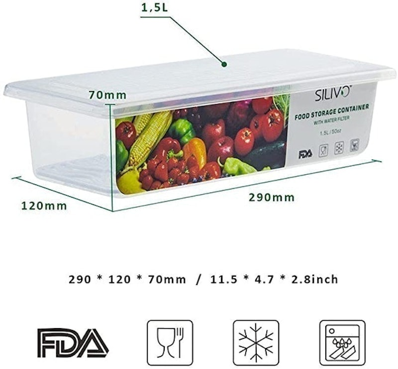 Triple Fridge Organiser With 3 Lids and Draining Grids 2