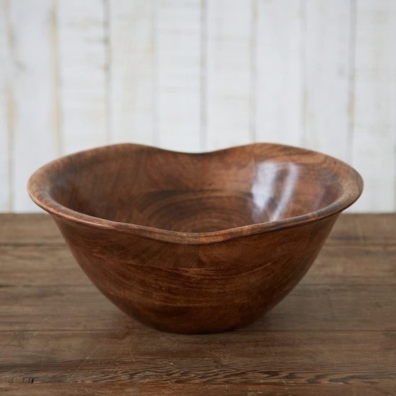 Hand Carved Polished Mango Wood Fruit Bowl 1