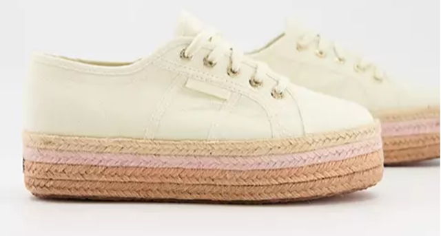 2790 Contrast Sole Lace Up Espadrille Trainers 1