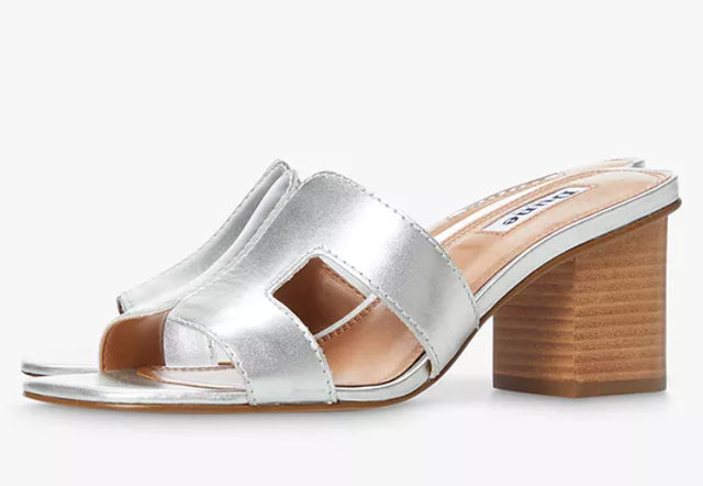 Silver Jupe Leather Block Heel Mules 3