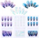 FLOFIA Gradient Purple Glitter Silver Shinning Dark Blue False Nails 1