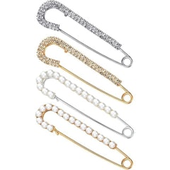 Faux Crystal and Pearl Brooches