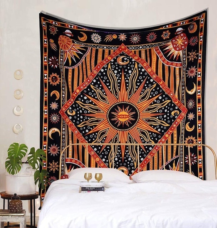 Orange Hippie Sun Moon Tapestry 2