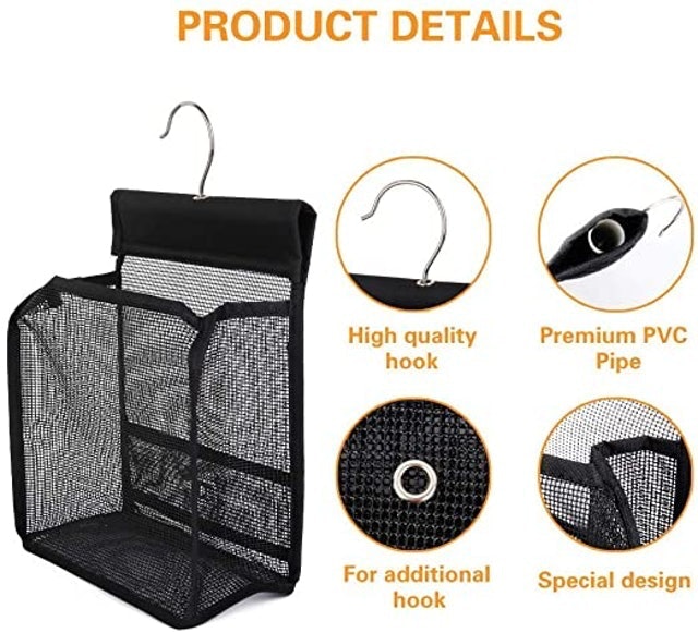Hanging Mesh Shower Caddy With Hooks 2