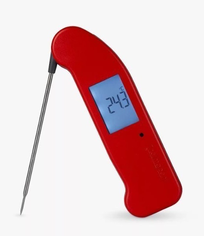 Polder Grill Partner Instant Read Thermometer, 10 Probe Keeps Hands Away from Heat, Folds Close for Easy Storage, Programmable Settings, Built-in