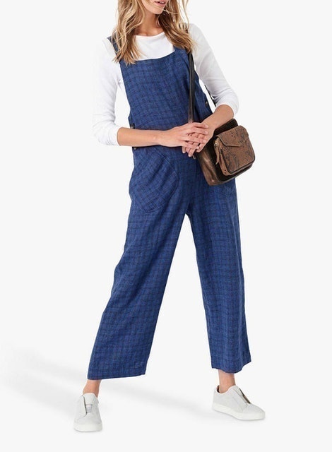 Checked Linen Dungarees 1