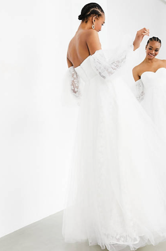 Mila Off Shoulder Embroidered Mesh Wedding Dress 2