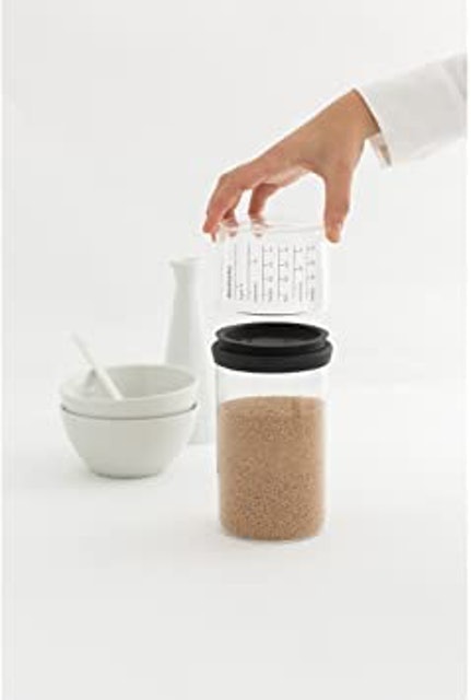 Glass Storage Jar With Measuring Cup 2