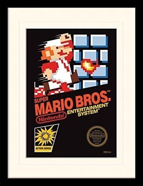 Super Mario Bros. (NES Cover) Mounted & Framed 1