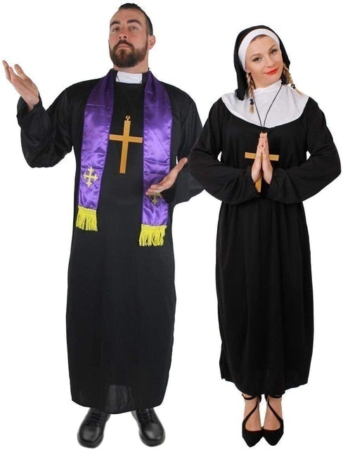 Priest and Nun Fancy Dress Couples Costume 1