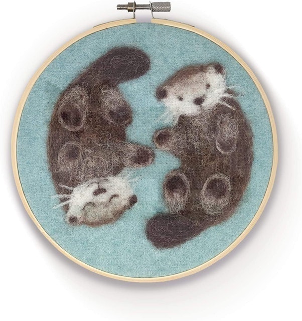 Otters in A Hoop Needle Felting Kit 1