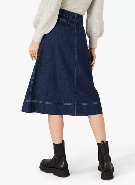 Button Fly Denim Midi Skirt 2