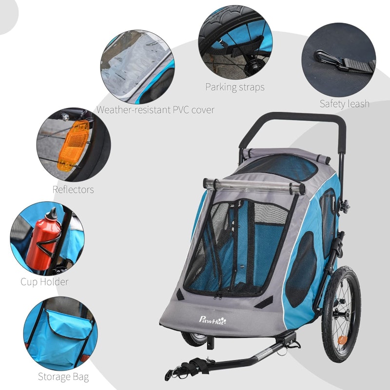 2 IN 1 Dog Bicycle Trailer Pet Stroller 7