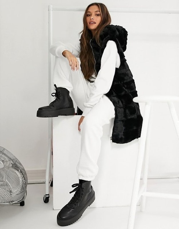 Faux Fur Hooded Zip Gilet 1