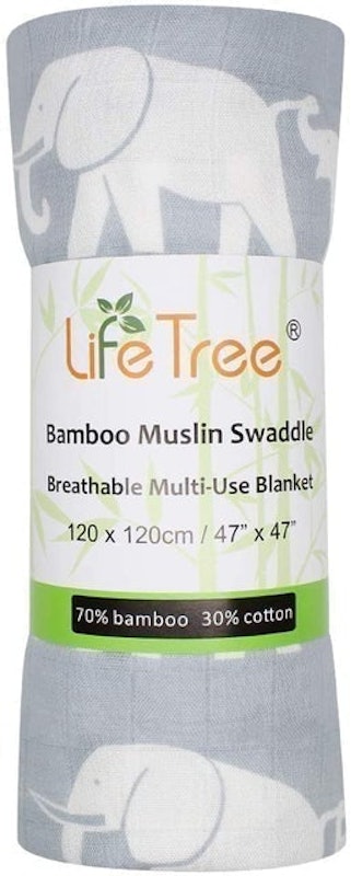 Soft Muslin Bamboo Cotton Elephant Swaddle Blanket 1