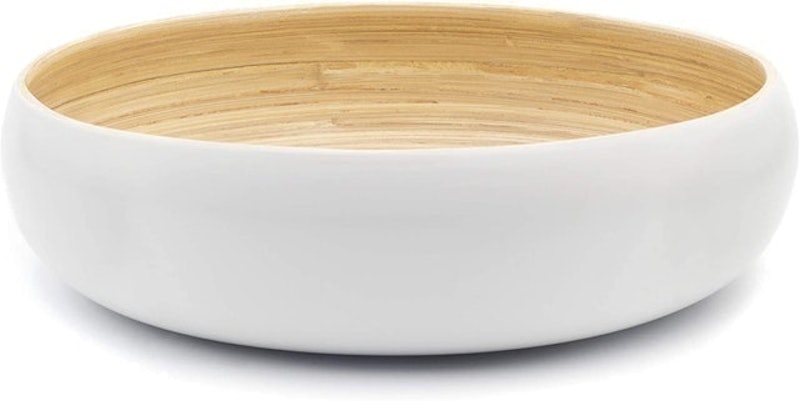 Modern White Bamboo Salad Bowl 1