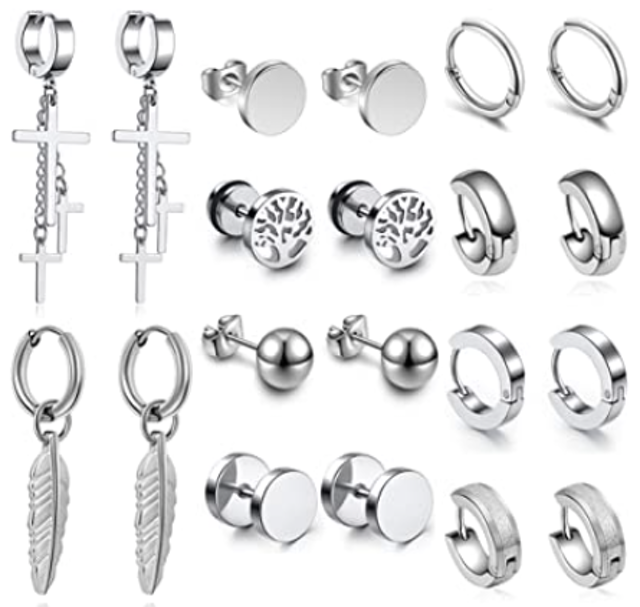 Stainless Steel Hoop Stud Earrings  1