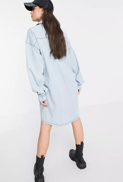 Recycled Oversized Denim Shirt Dress 2
