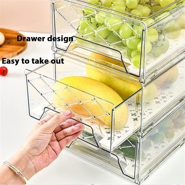 Stackable Drawer Containers with Removable Drain Trays 3