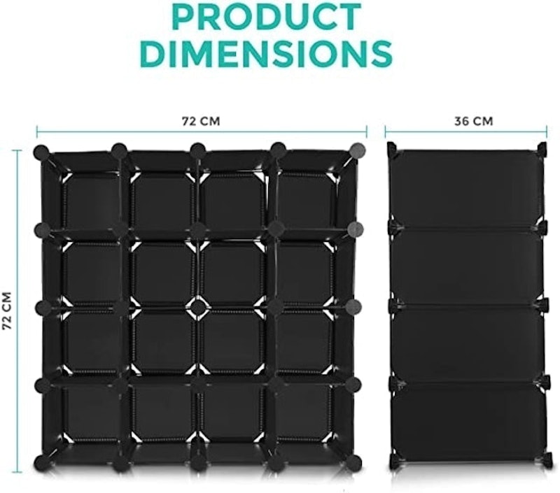 Multi-Purpose 16 Section Interlocking Cube Shoe Rack 2