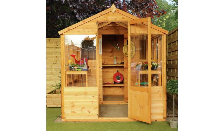 Wooden 10 x 6ft Greenhouse Combi Shed 2