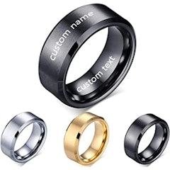 Personalised Titanium Ring Custom Name
